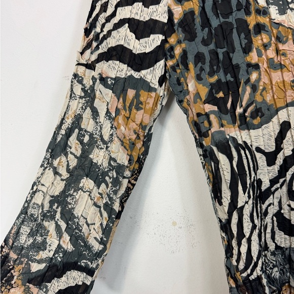Alberto Makali Size Large Art-to-Wear Crinkle Blouse Shirt Top Animal Print Y2K - Picture 5 of 9